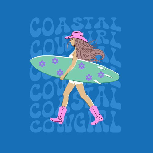 Floral t-shirt with the title 'Coastal Cowgirl'