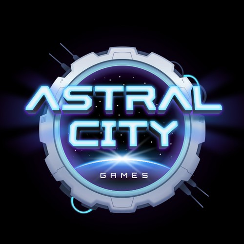 Outerspace design with the title 'Astral City Games'
