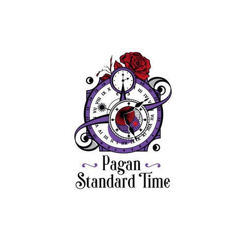 Clock design with the title 'Logo for a pagan social media community'