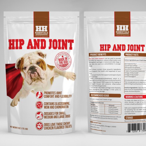White packaging with the title 'Dog Supplement Pouch Design'