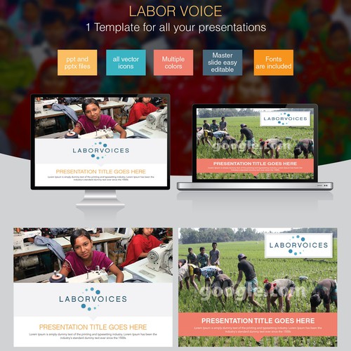 Non-profit design with the title 'Labor Voice Presentation'
