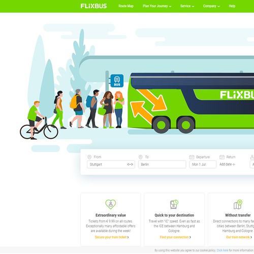 Travel illustration with the title 'Illustration for Flixbus'