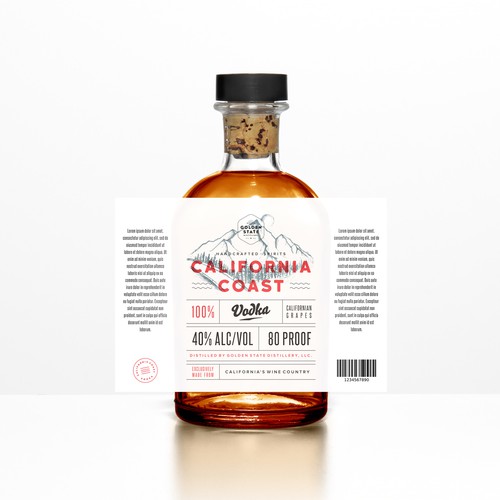 Contemporary packaging with the title 'California Handcrafted Spirits'