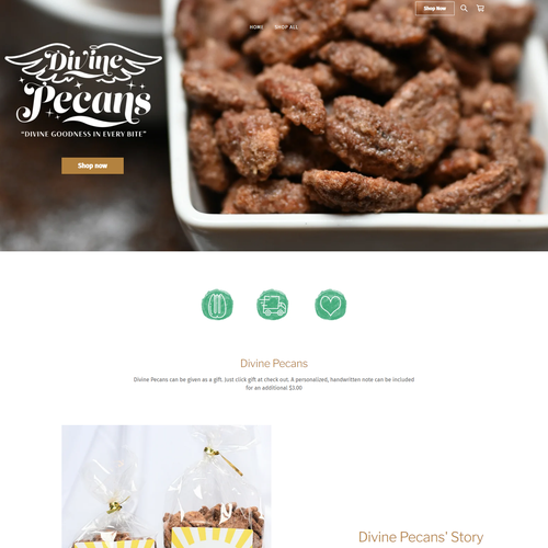 Healthy food design with the title 'SQUARE ONLINE STORE| for Divine Pecans'