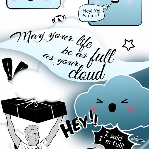 Cartoonish artwork with the title 'Glückwunschkarte Cloud'