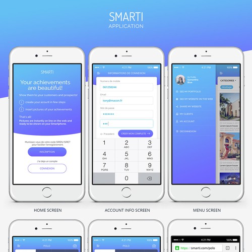 IPhone design with the title 'Portfolio application'