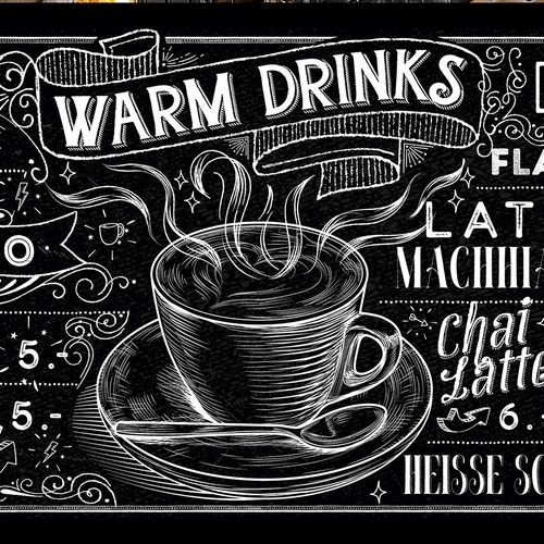 Advertising design with the title '4 big boards, Florian caffe & bar'