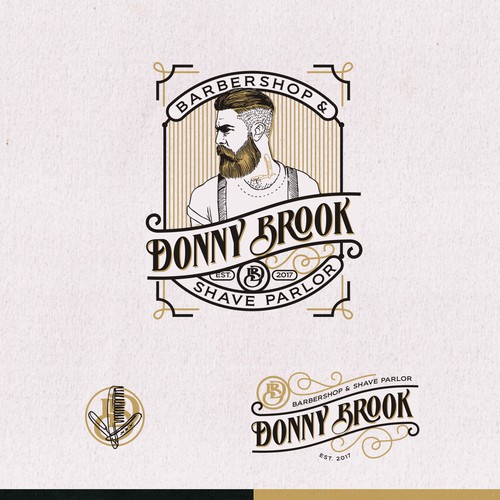 Barbershop logo with the title 'logo for DONNY BROOK Barbershop'