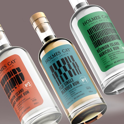 Rum label with the title 'Holmes Cay Single Origin Rum'
