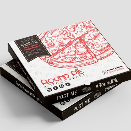 Mockup packaging with the title 'Pizza Box Redesign | Concept 2'