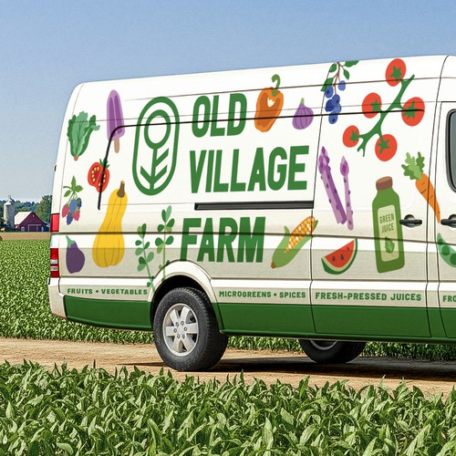 Rustic-modern design with the title 'Van Wrap Design for a Farm Truck.'
