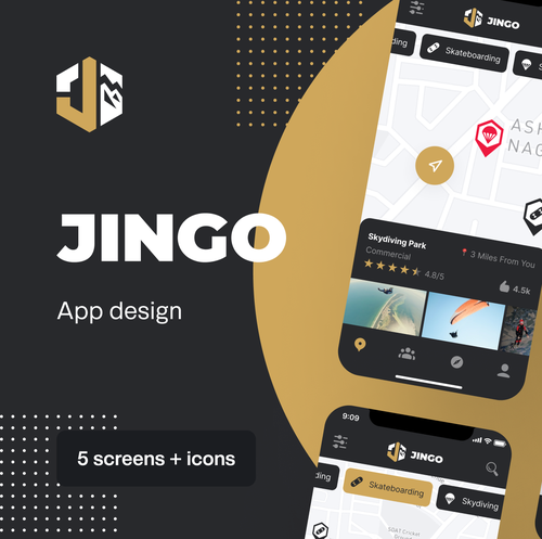 Location design with the title 'Local Sport Events - iOS App 📱'