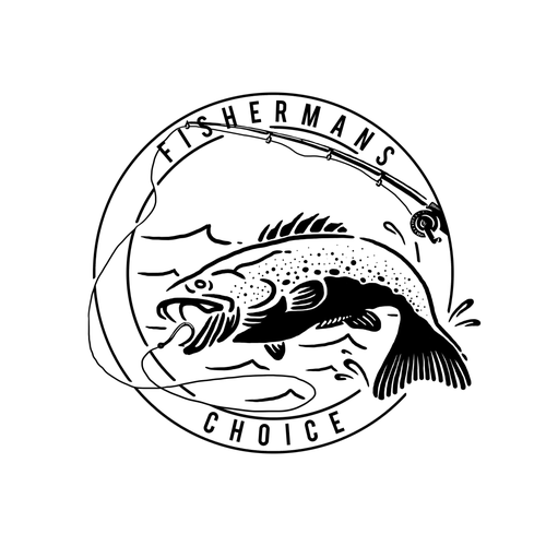 Realistic logo with the title 'FISHERMAN'