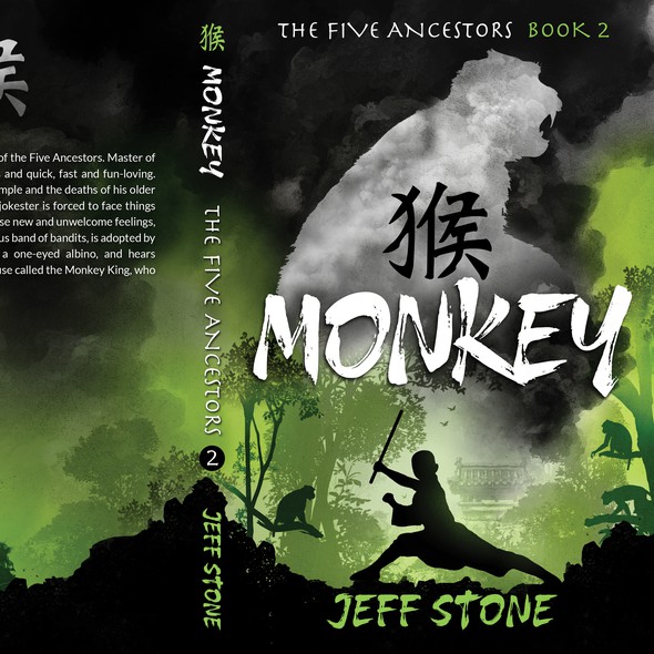 Adventure book cover with the title 'MONKEY, The Five Anscestors - Book 2'