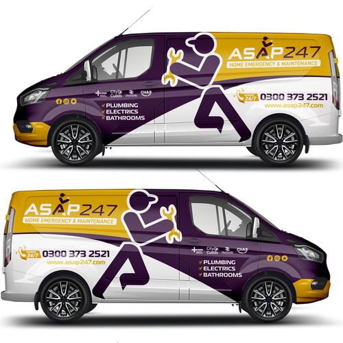 Car graphics design with the title 'Ford Transit Custom Van wrap'