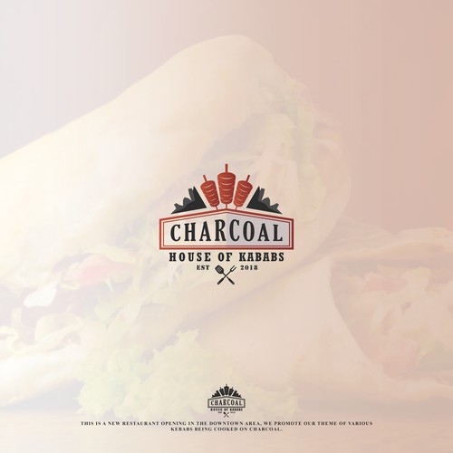 Kebab logo with the title 'CHARCOAL House of Kababs'