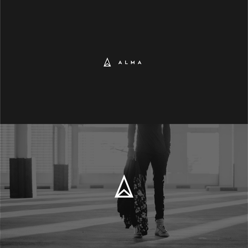 Minimalist logo with the title 'A L M A  Logo Design'