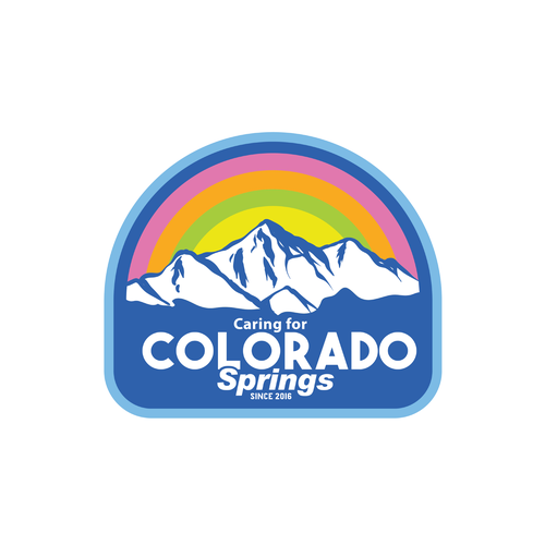 Vintage t-shirt with the title 'Caring for Colorado Springs logo design'