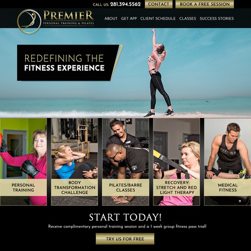 Black website with the title 'Fitness Web Design'