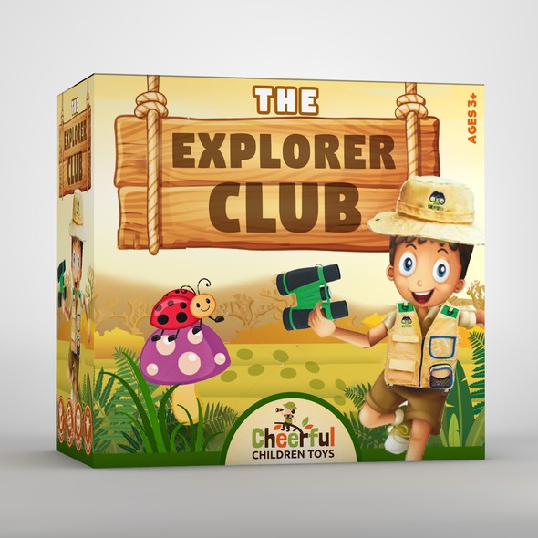 Game packaging with the title 'Kids explorer set package design concept'