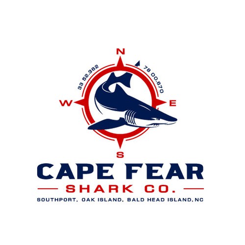 Compass design with the title 'Shark fishing expeditions logo'