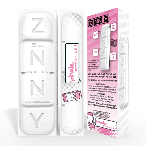 3D packaging with the title 'XANAX Bar inspired Packaging design for "ZNNY - Inhale bars"'