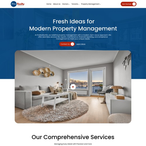 Property website with the title 'Property Management Home Design'