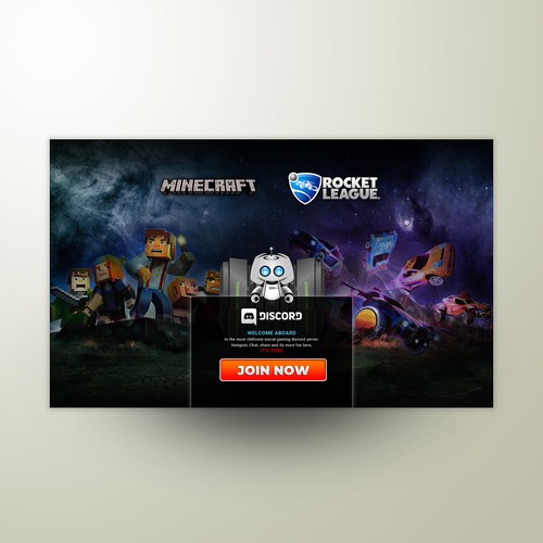 Minecraft design with the title 'Discord Server Landing Page'