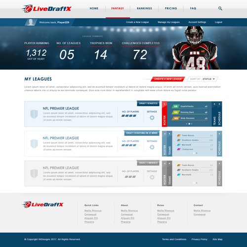 User-friendly website with the title 'LiveDraftX Website design'