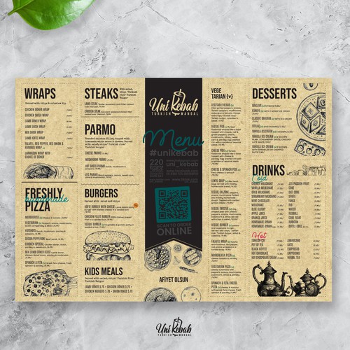 Mediterranean design with the title 'Uni Kebab'