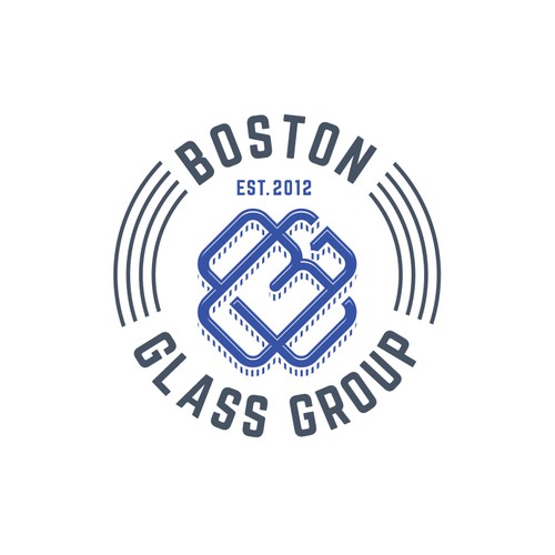 Construction company logo with the title 'Neat monogram 4 leaf clover for glass company'