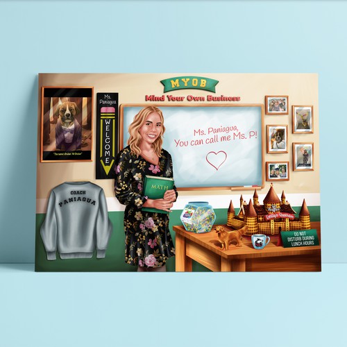 Realistic artwork with the title 'You can call me Ms P'