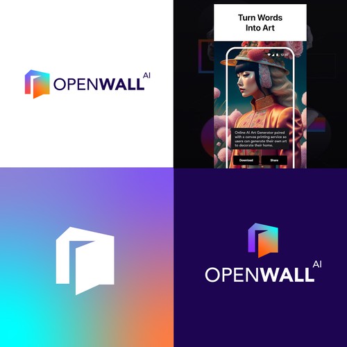 Door brand with the title 'OpenWall: Online AI Art Generator '
