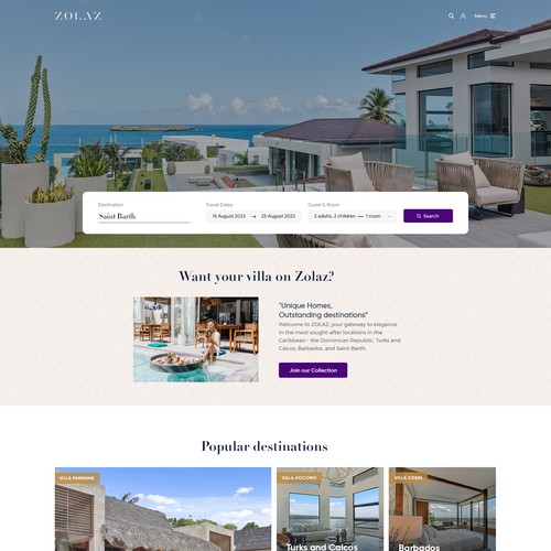 Luxury website with the title 'Website for Luxury Vacation rental & property management'