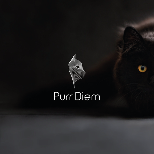 Line art logo with the title 'Cat in line art style'