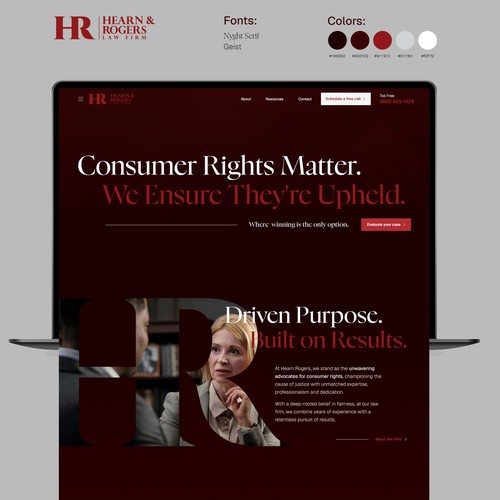 Attorney website with the title 'Premium Law Firm web design for Hearn & Rogers.'