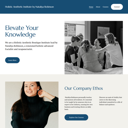 Website with the title 'Holistic Aesthetic Institute by Nataliya Robinson'