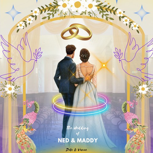 Wedding artwork with the title 'WEDDING INVITATION'