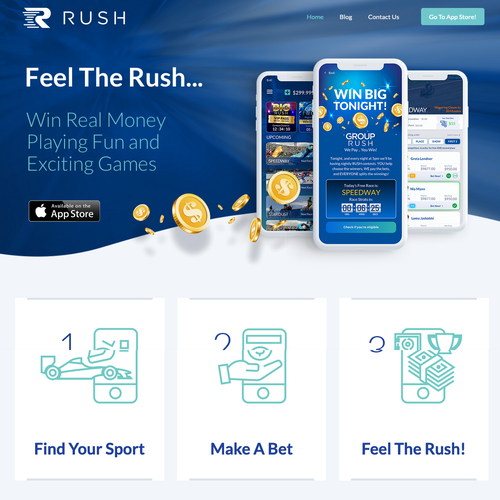 Slider design with the title 'Rush Bet & Win Website'