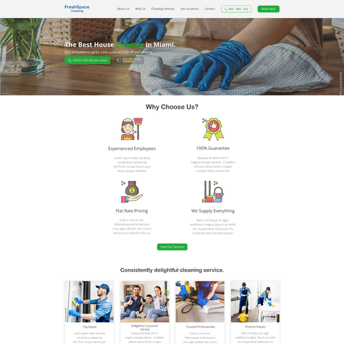Homepage website with the title 'Homepage for premium house cleaning company'