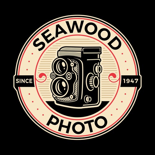 Sticker and decal logo with the title 'Seawood Photo'