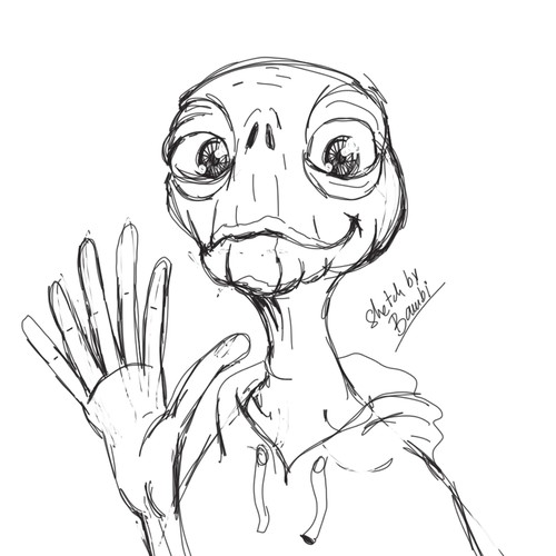 Pen design with the title 'alien mascot '