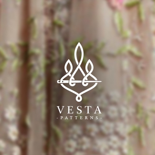 Athena logo with the title 'A logo for the domestic goddess: Vesta sewing patterns'