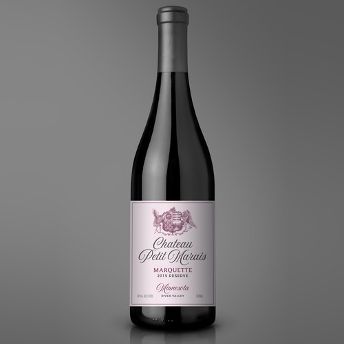 Wine bottle design with the title 'Chateau Petit Marais Marquette Reserve - Wine Label'
