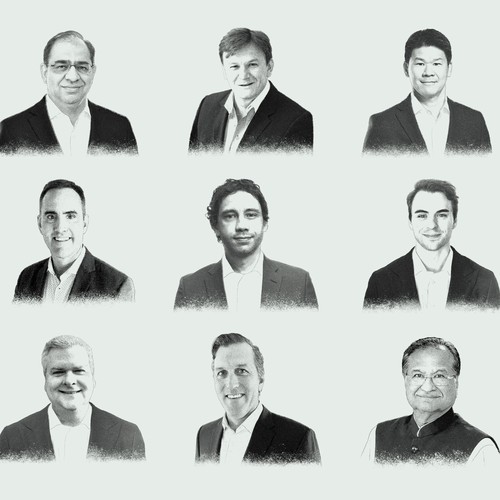 Project design with the title 'Portrait illustrations for company project team'