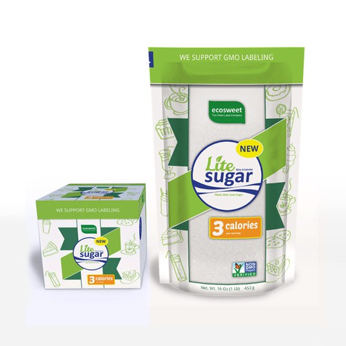 Packaging illustration with the title 'Create innovative packaging for Diet Sugar'