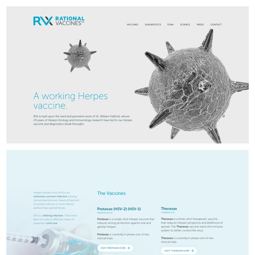 Pharmaceutical website with the title 'Vaccine/pharma website design'