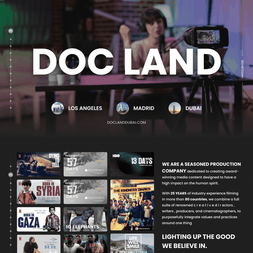Unique website with the title 'Bold design concept for documentary maker'