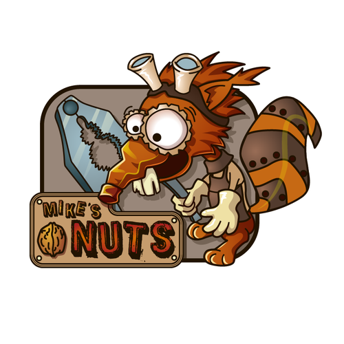 Squirrel logo with the title 'mike's nuts'