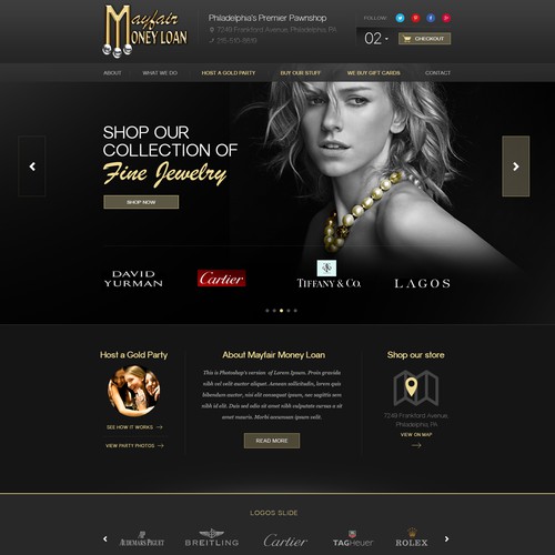 Black website with the title 'Create a winning website for Mayfair Money Loan.'